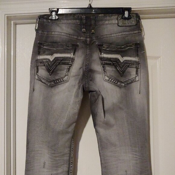 Salvage Mayhem Straight Regular Gray Rock Grunge Streetwear 33L Stretch Emo Goth - Picture 5 of 9